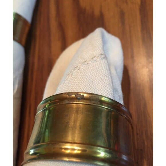 Vintage Brass Napkin Rings Holders 1” Round Band Edges India Set Of 3 Patina - Picture 8 of 8